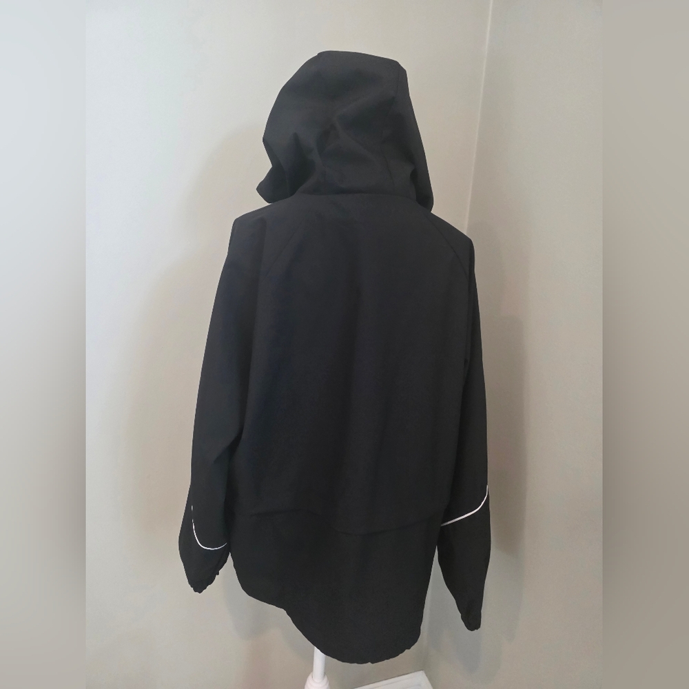 Black Hooded Windbreaker Jacket, L/XL - Picture 4 of 4